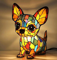Lampada da Tavolo in Stile Vetrata "Artisan Pup" – Scultura Luminosa a Forma di Cane — vista 7